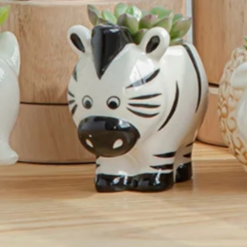 🧡IN STOCK🧡 ZEBRA Small Ceramic Planter - Picture 1 of 4